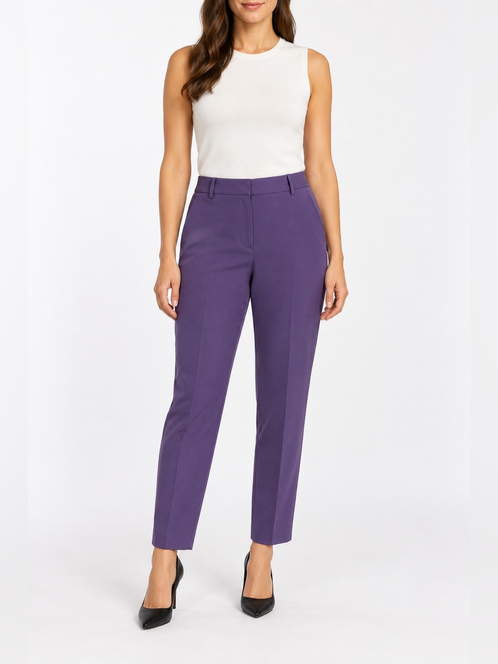 Ann Taylor The Eva Curvy Purple Slim Ankle Pants Size 8 NWT